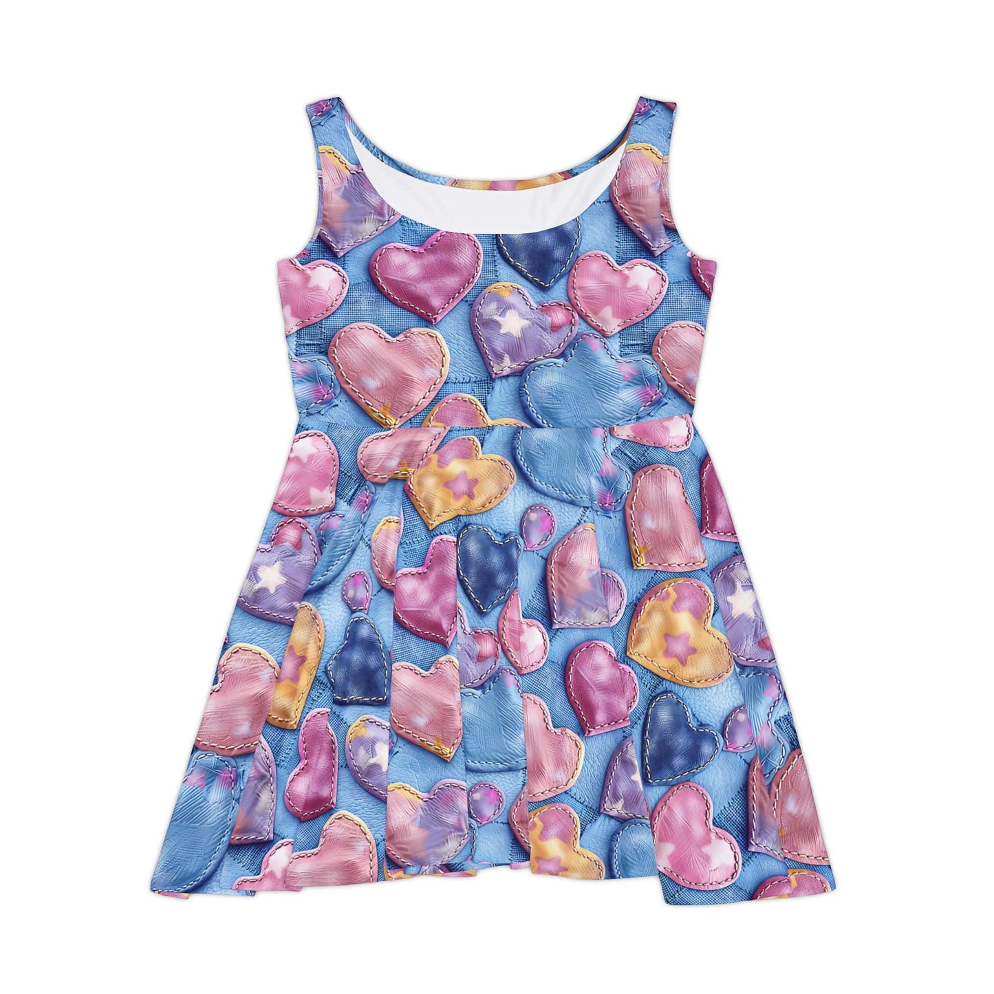 Color Pop Stitched Hearts Women's Skater Dress