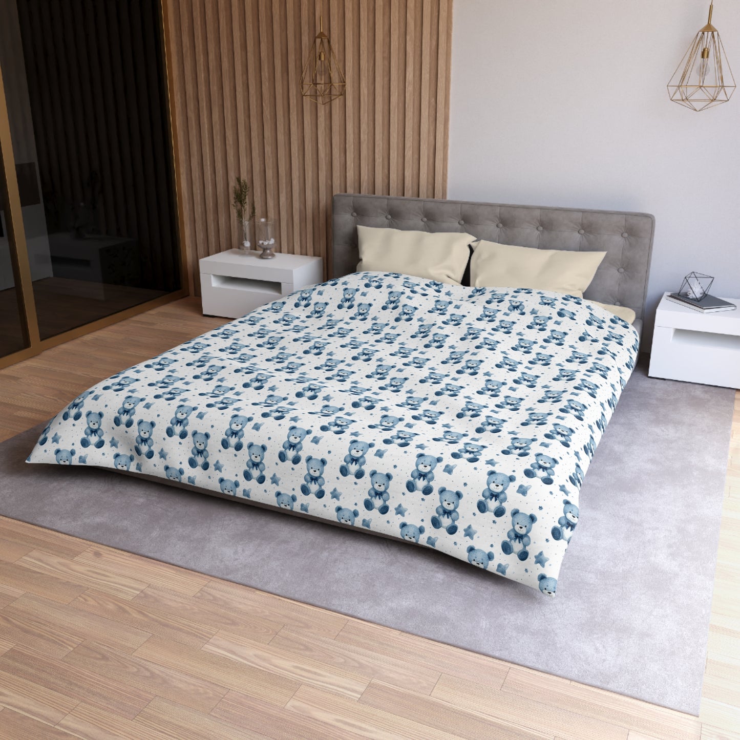 Blue Bear Hugs Microfiber Duvet Cover