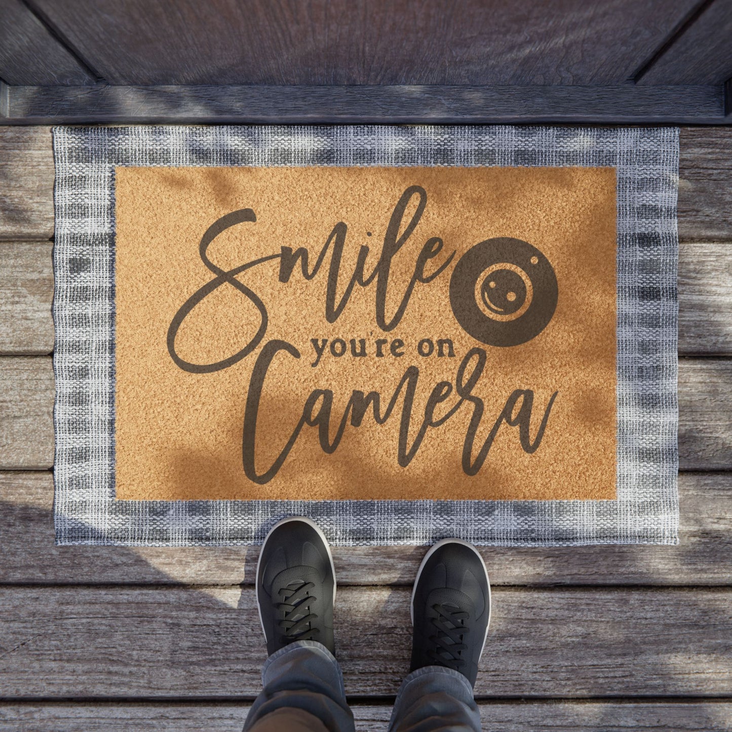 Smile You're On Camera Coconut Fiber Doormat
