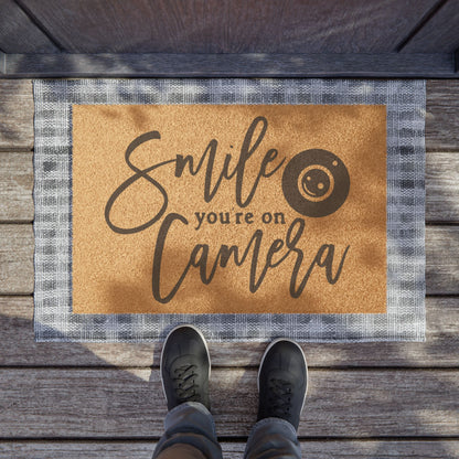 Smile You're On Camera Coconut Fiber Doormat