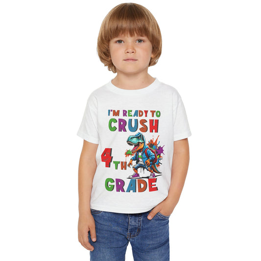 I'm Ready to CRUSH 4th Grade Dinosaur Heavy Cotton™ Toddler T-shirt