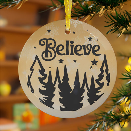 Believe 2 Glass Ornament