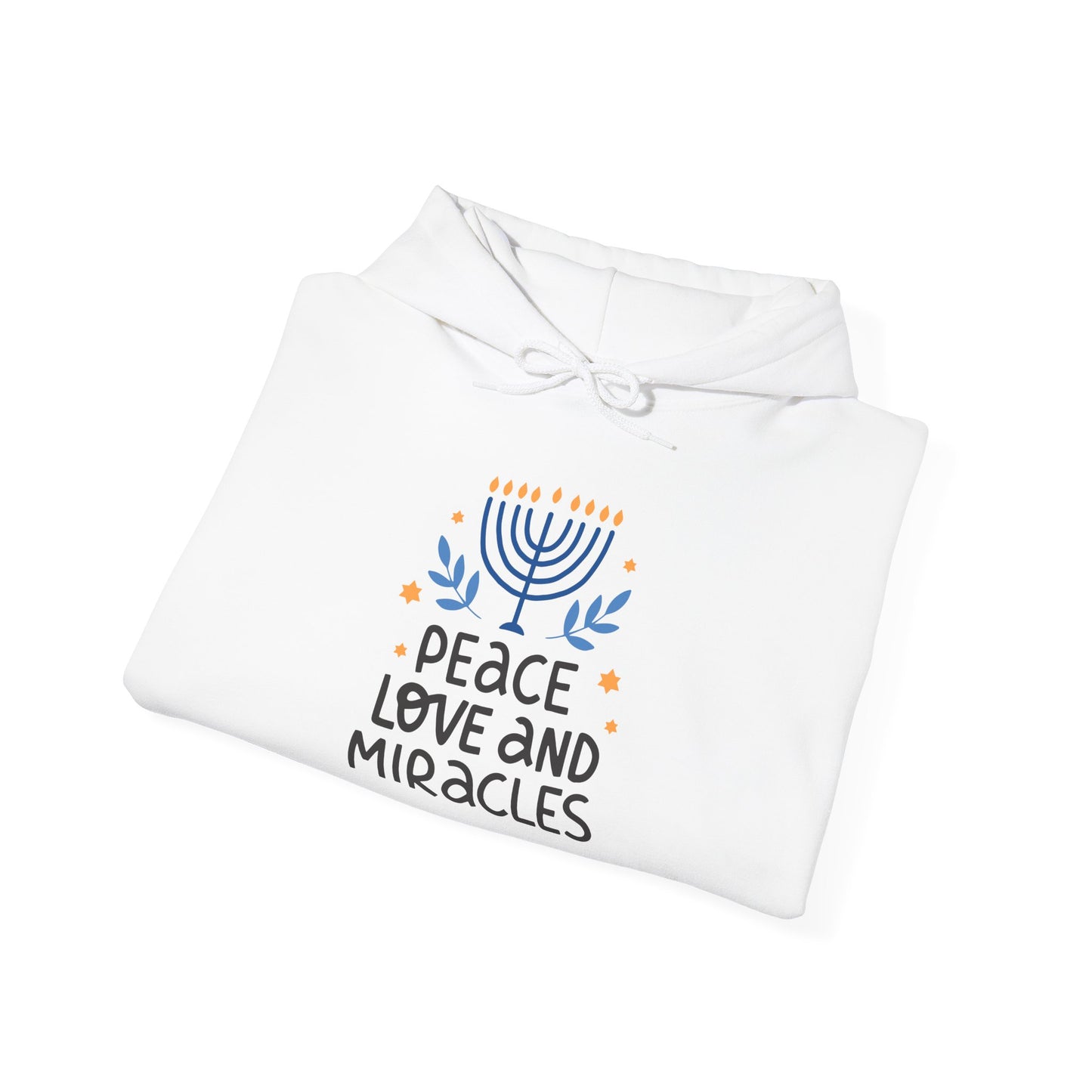 Hanukkah Peace Love & Miracles 1 Heavy Blend™ Hooded Sweatshirt