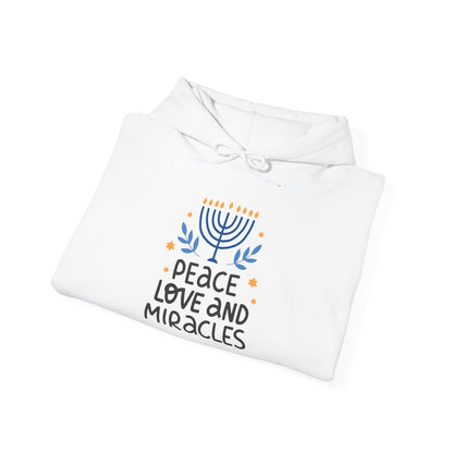 Hanukkah Peace Love & Miracles 1 Heavy Blend™ Hooded Sweatshirt