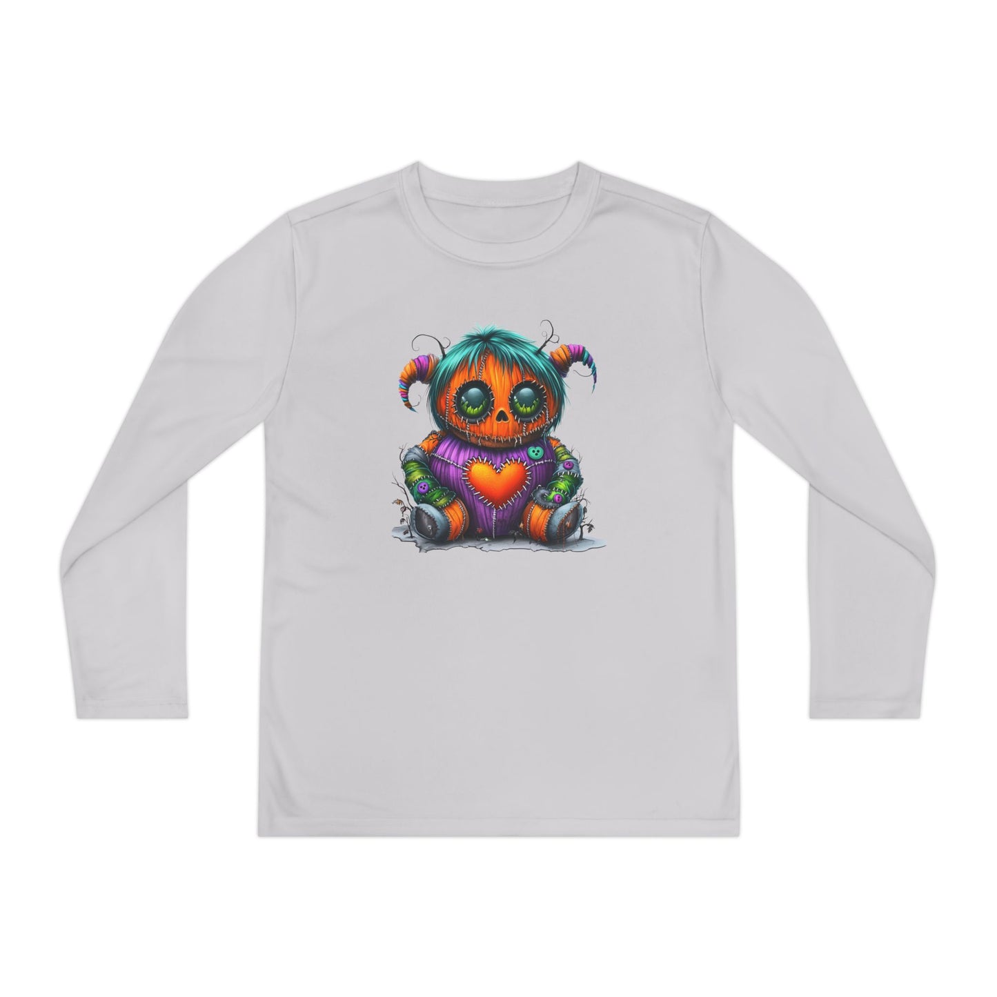 Patchwork Pumpkin Heart Youth Long Sleeve Tee