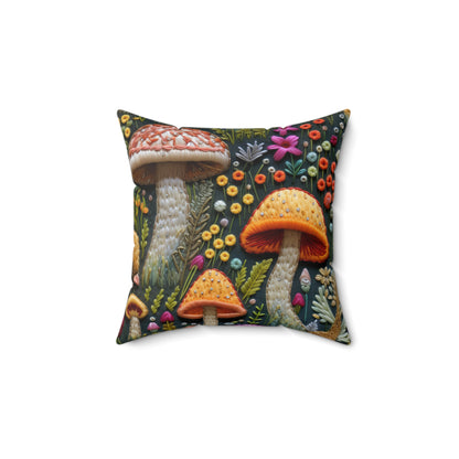 Whimsical Woodland Mushrooms Throw Pillow