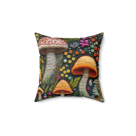 Whimsical Woodland Mushrooms Throw Pillow