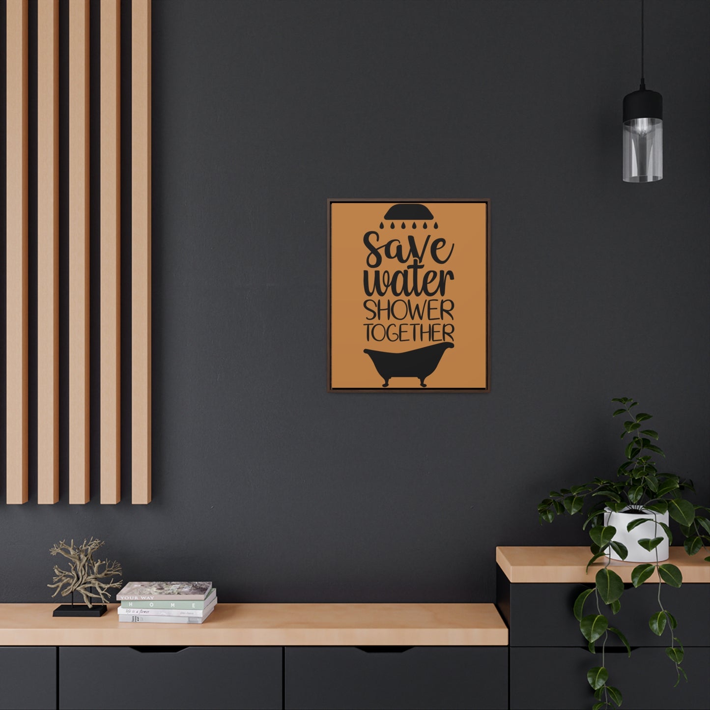 Save Water, Shower Together Canvas Wraps, Vertical Frame