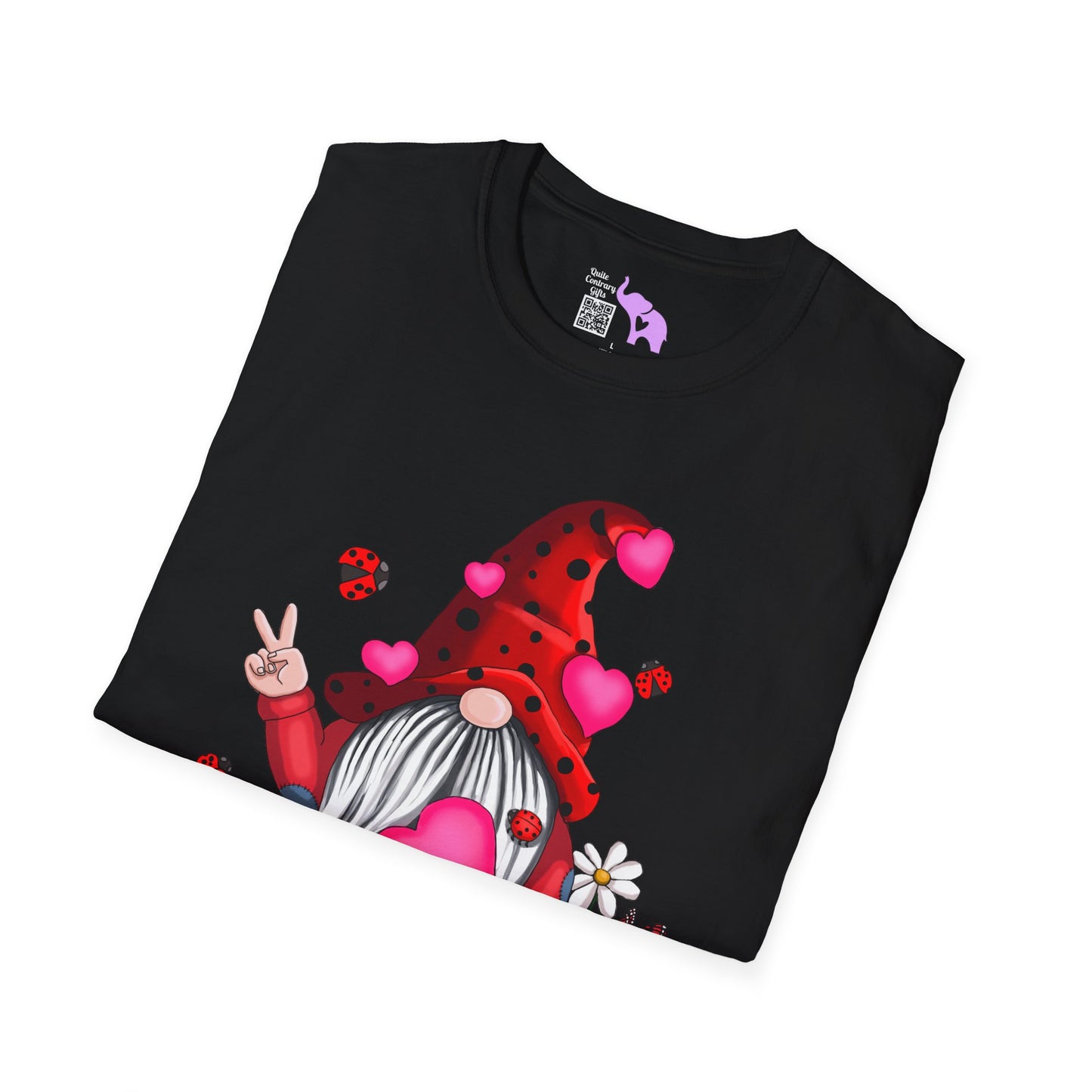 Let It Be Valentine Gnome Peace Sign Adult T-shirt