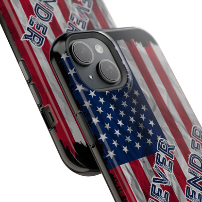 Never Surrender American Flag MagSafe® Compatible Tough Case for iPhone