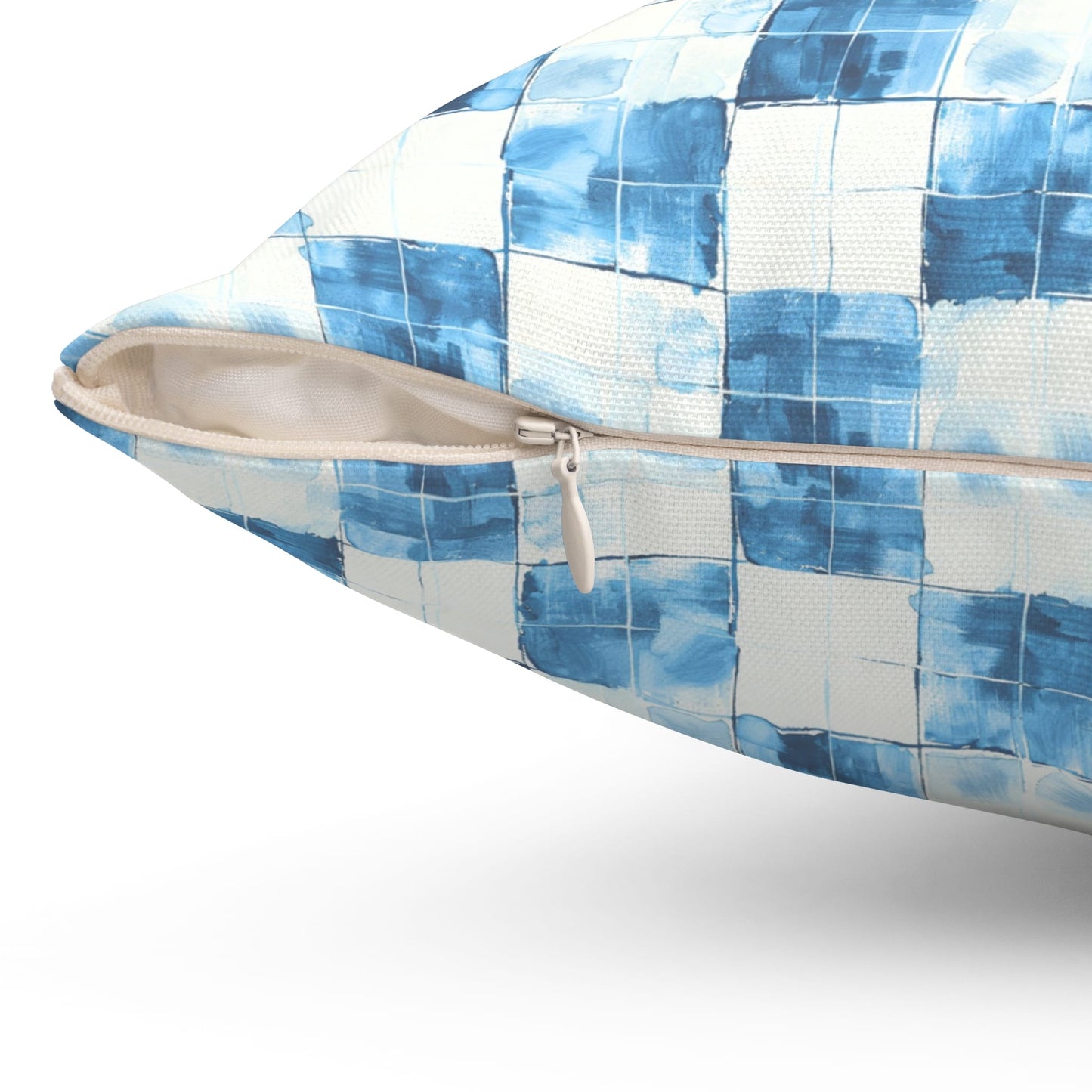 Cozy Blue Checkered Throw Pillow