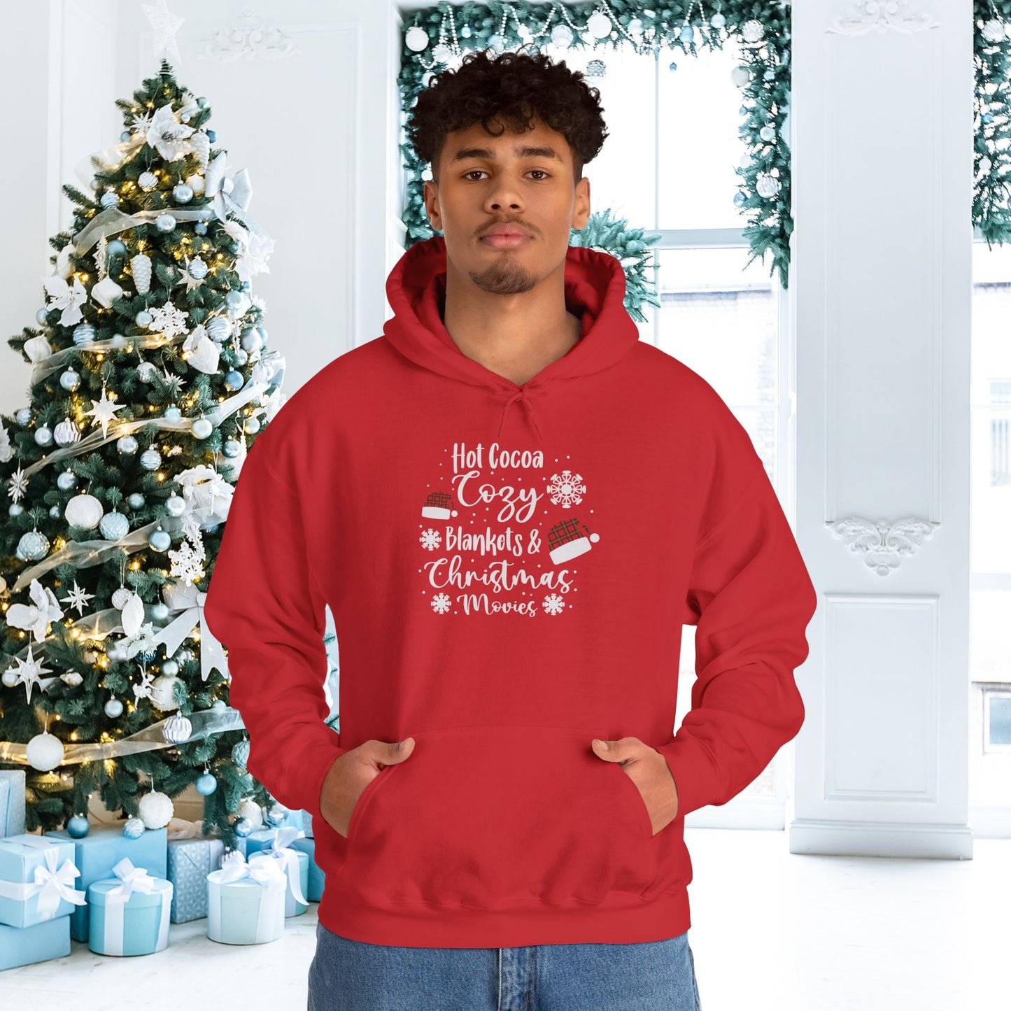 Hot Cocoa, Cozy Blankets & Christmas Movies Adult Heavy Blend™ Hooded Sweatshirt