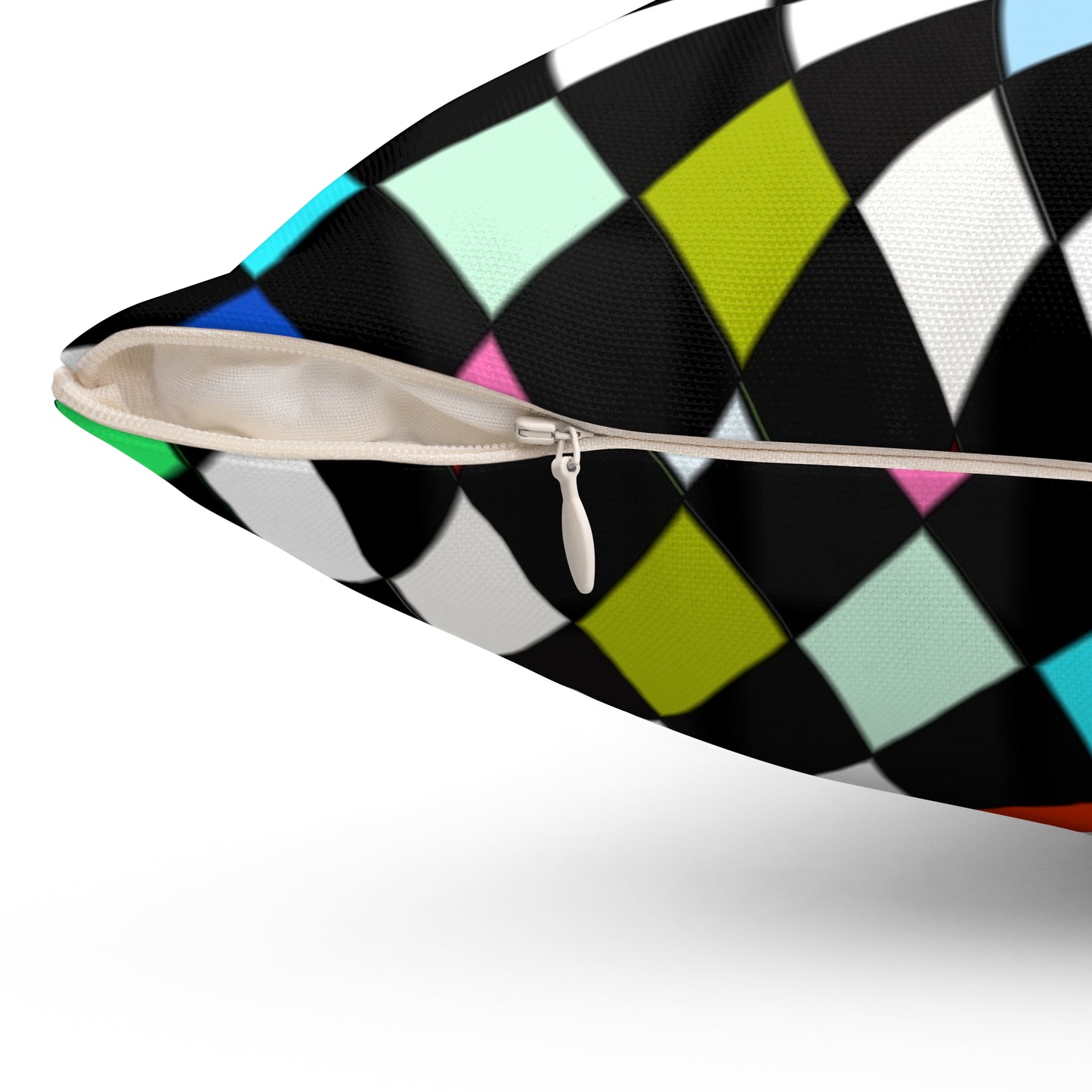 Warped Colorful Checkered Throw Pillow