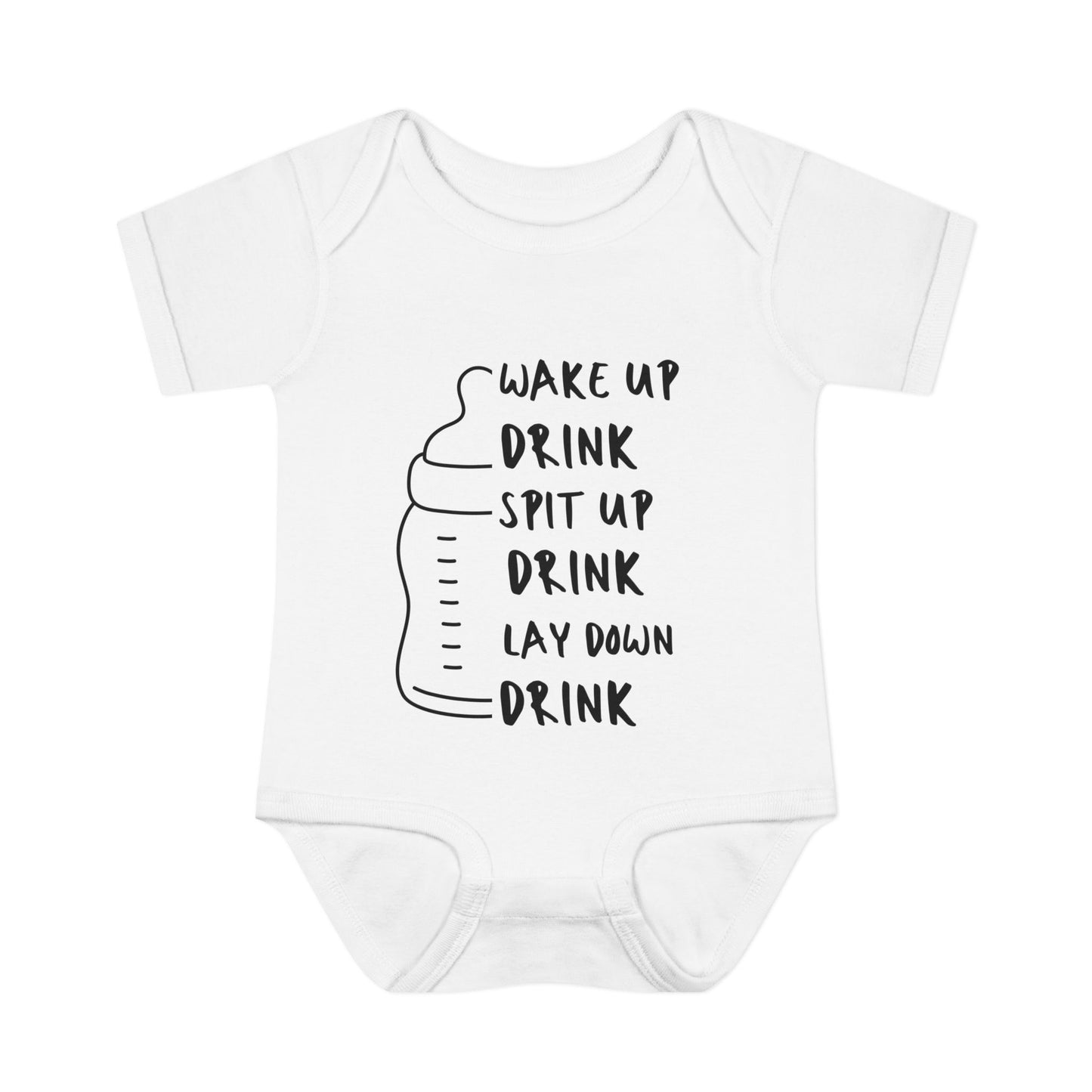 Wake Up Spit Up Lay Down Drink Infant Baby Rib Bodysuit