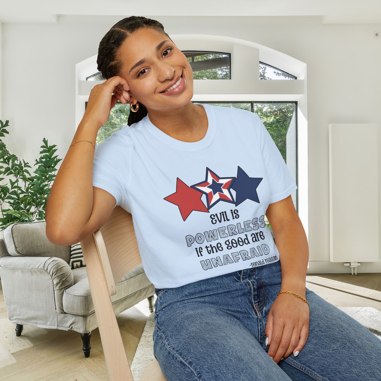 Evil is Powerless if the Good are Unafraid (Stars) Adult T-shirt