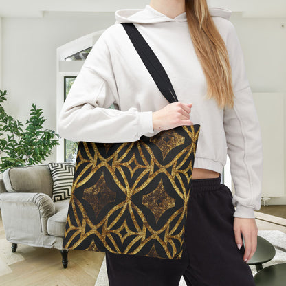 Golden Star Lattice Canvas Tote Bag