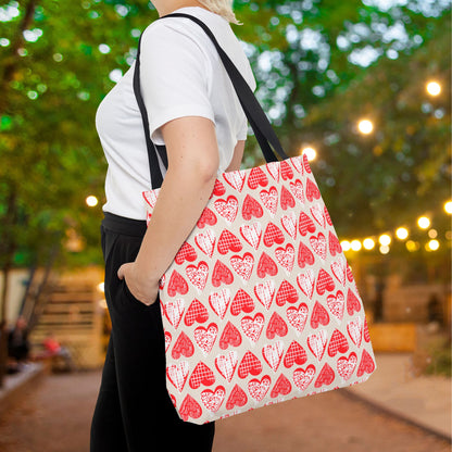 Doodle Hearts Canvas Tote Bag
