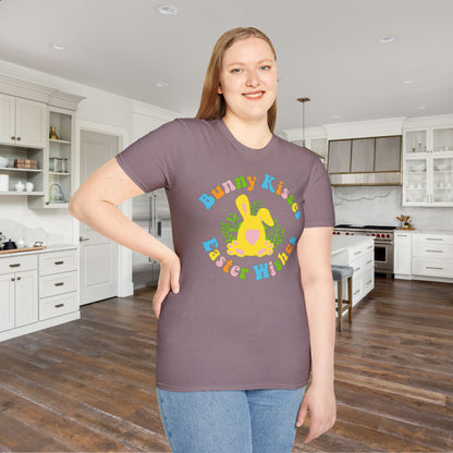 Bunny Kisses Easter Wishes Adult T-shirt