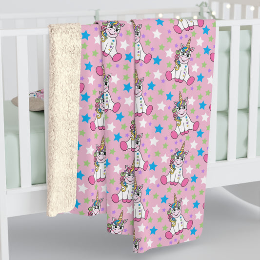 Unicorns on Pink Sherpa Fleece Blanket