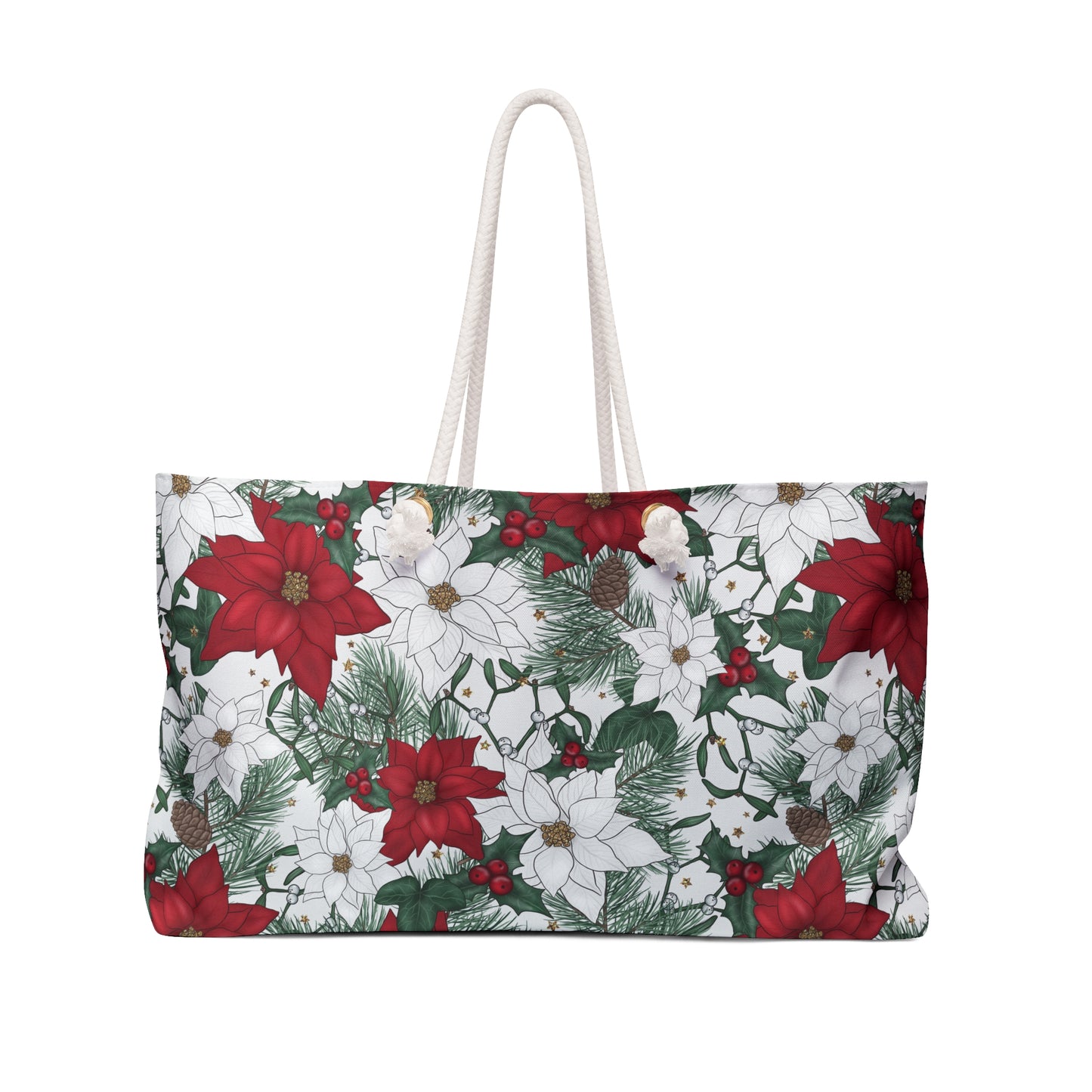 Winter Poinsettia Garden Weekender Bag