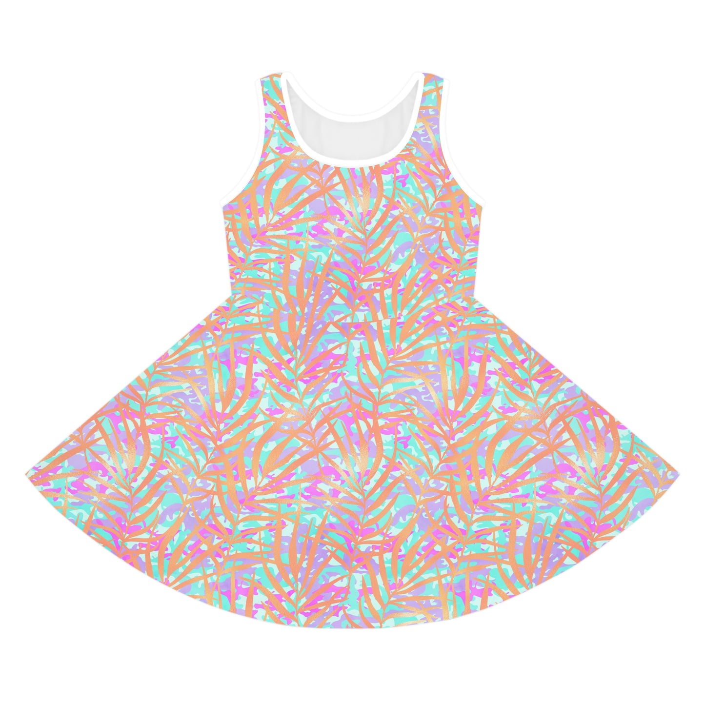 Tropical Sunset Palms Girls' Sleeveless Sundress