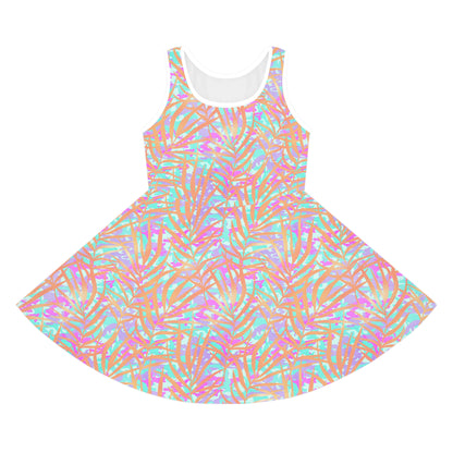 Tropical Sunset Palms Girls' Sleeveless Sundress