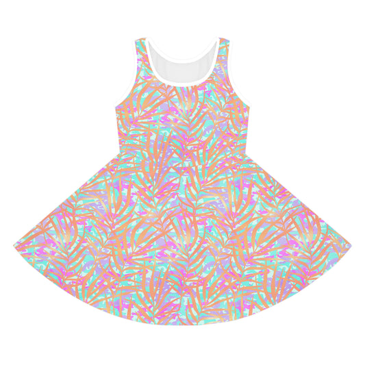 Tropical Sunset Palms Girls' Sleeveless Sundress