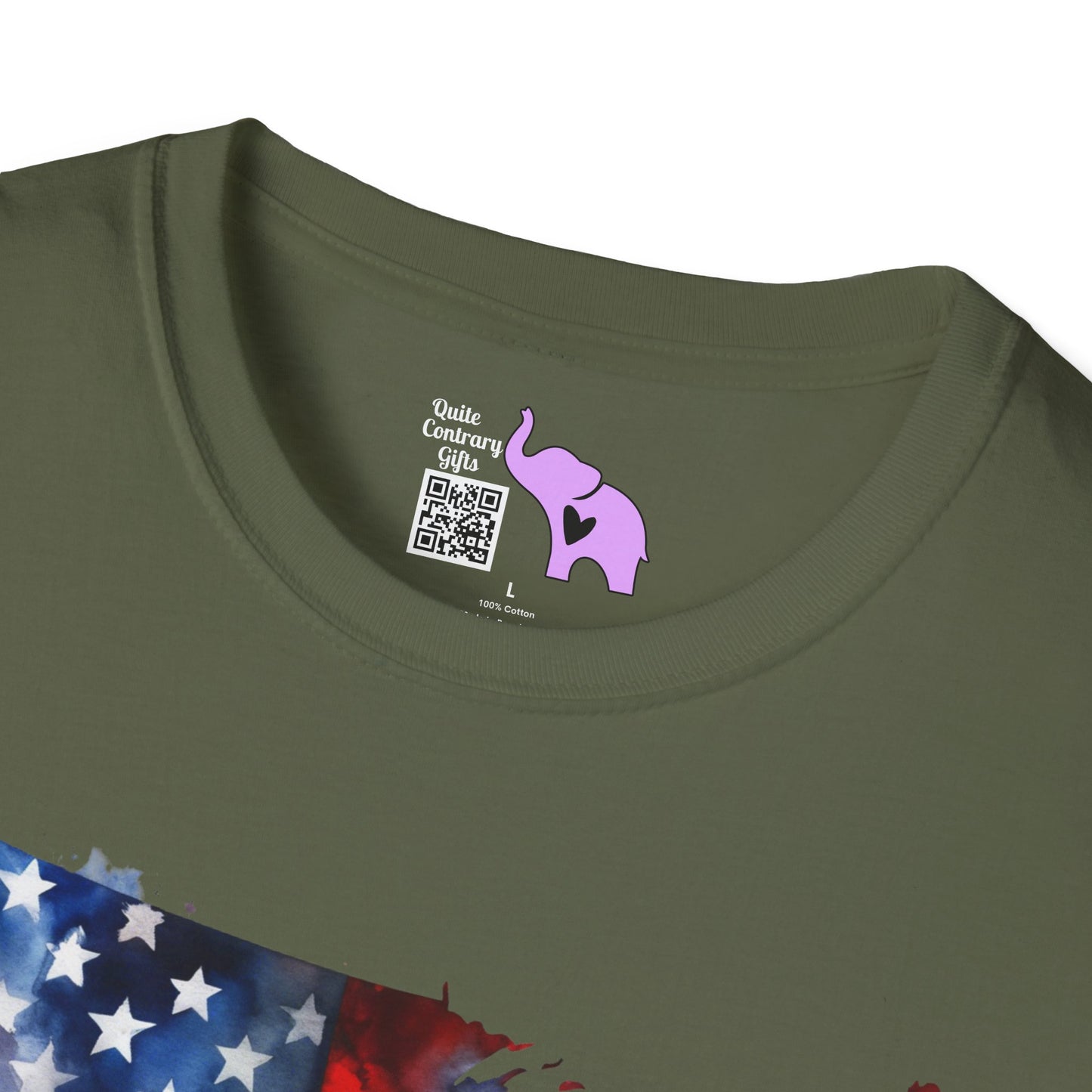 American-Shaped Flag Watercolor Adult T-Shirt
