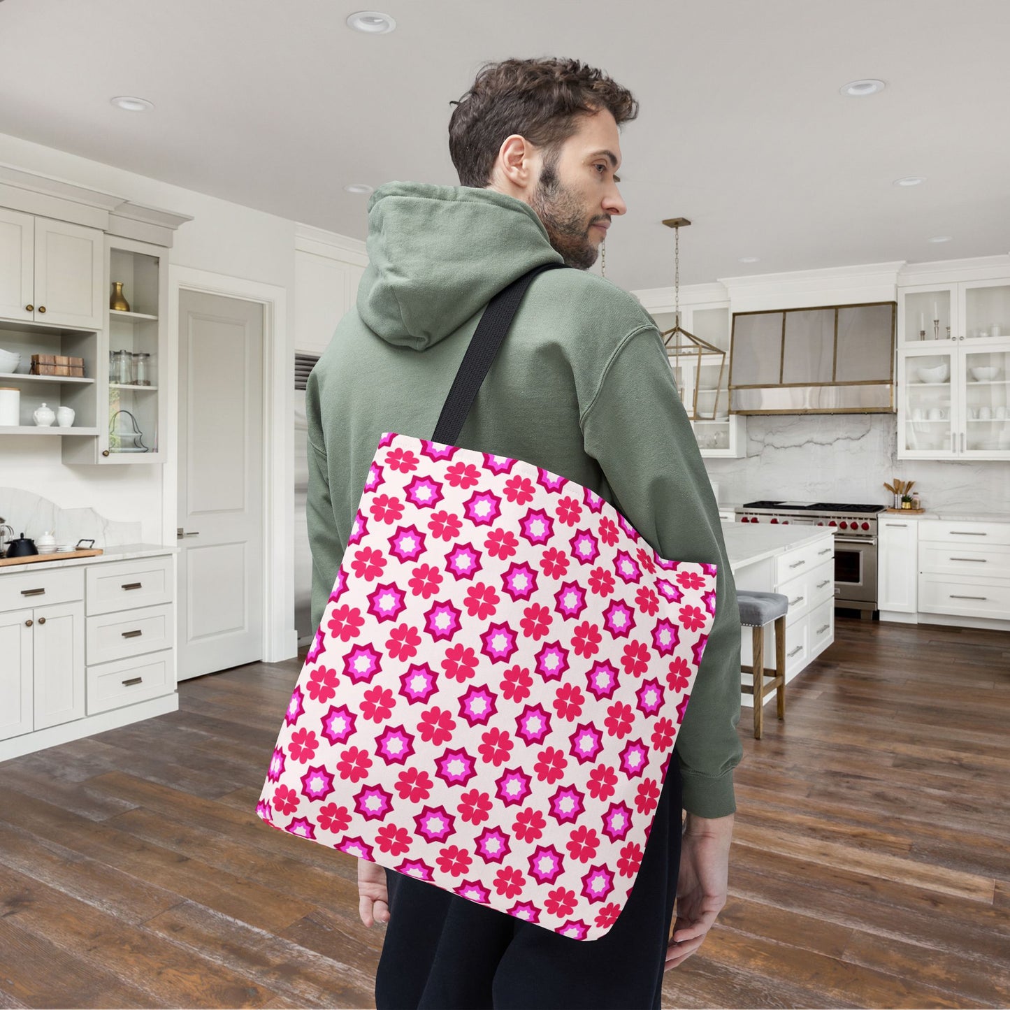 Rosy Star Garden Canvas Tote Bag