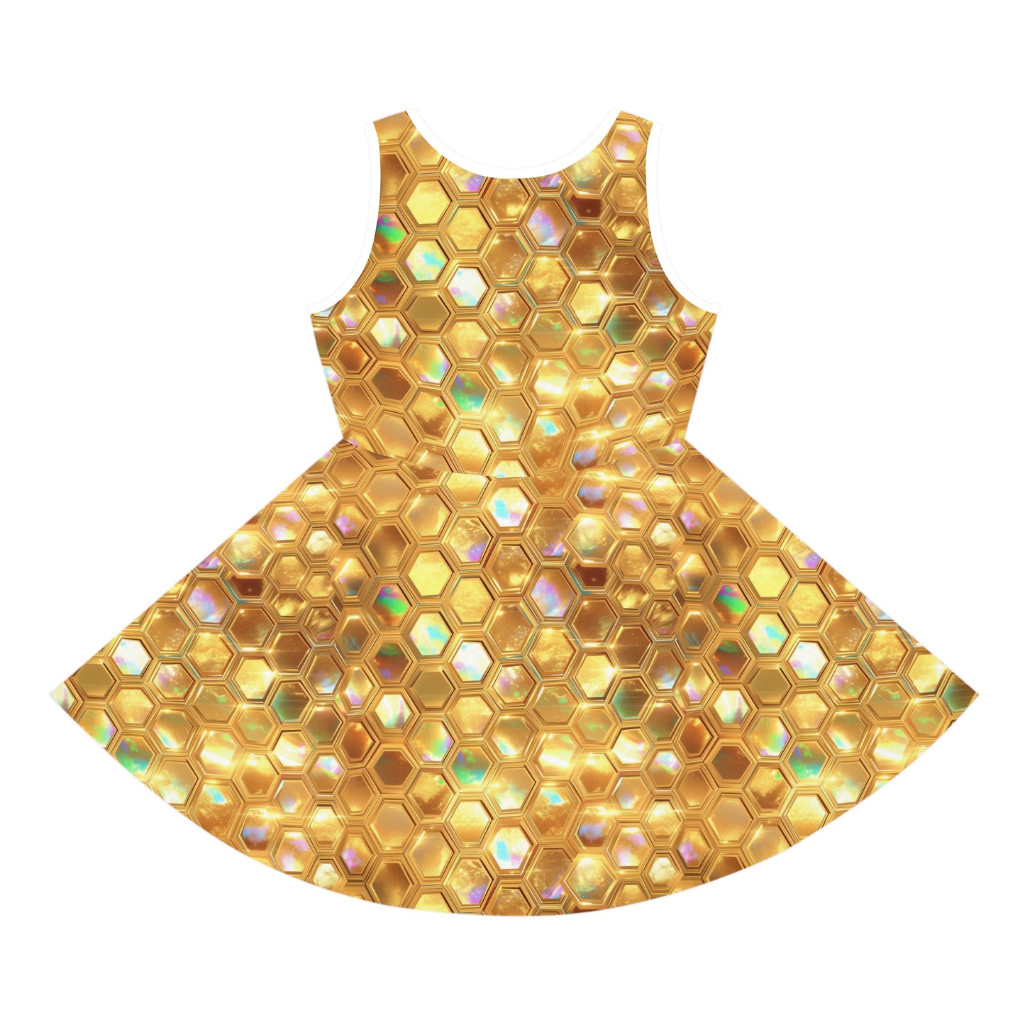 Golden Prism Grid Girls' Sleeveless Sundress