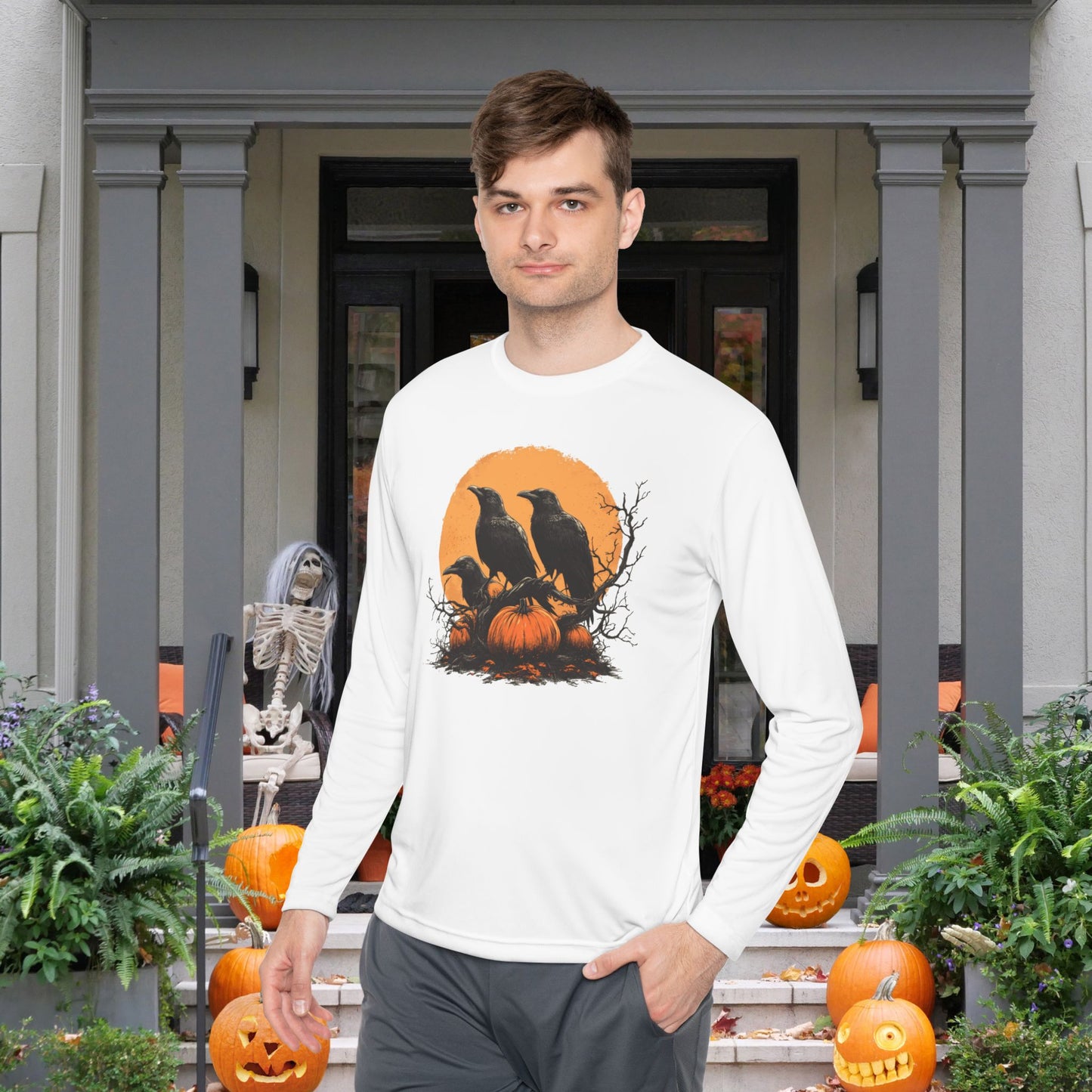 Halloween Crows 4 Adult Long Sleeve Tee