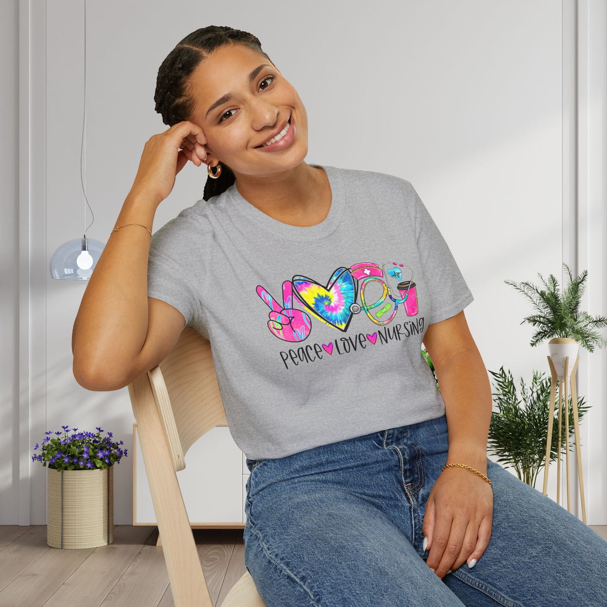 Peace Love Nursing Adult T-shirt