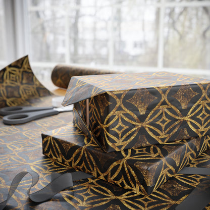 Golden Star Lattice Wrapping Paper
