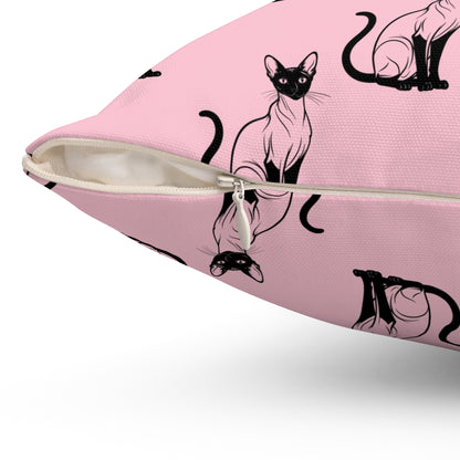 Siamese Charm – Pink Whisper Throw Pillow