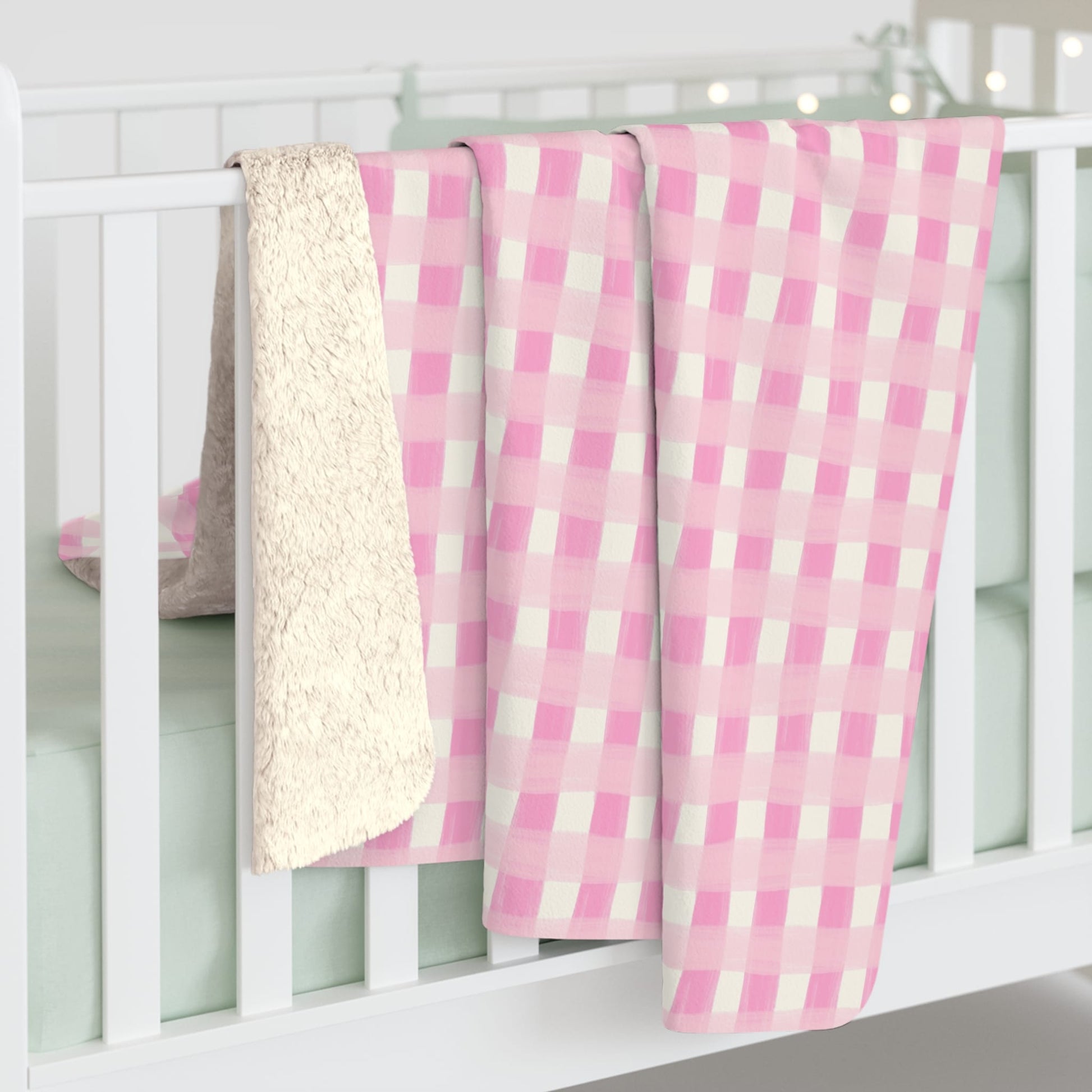 Dreamy Rose Gingham Fleece Blanket
