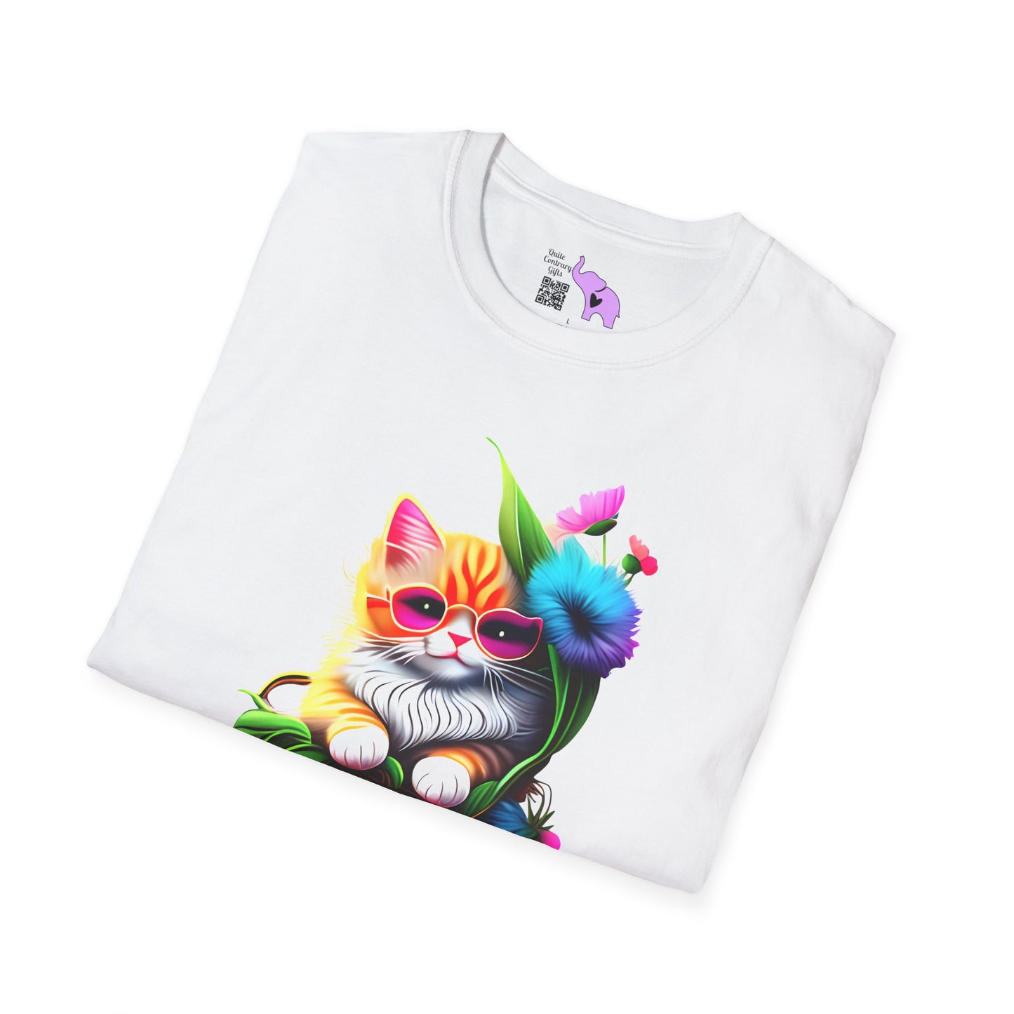 Cute Colorful Kitten in Flowers 2 T-shirt