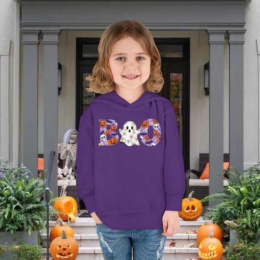 Cute Floral Boo w/Ghost Toddler Hoodie