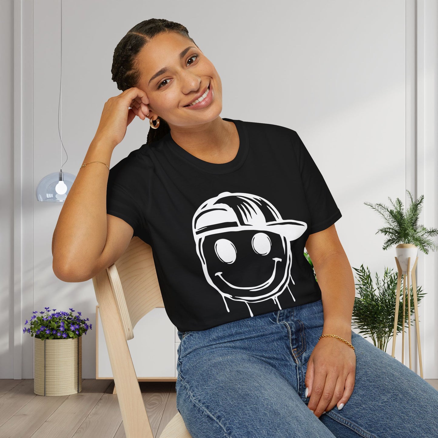 Melty Smiley Face w/Hat Adult T-shirt