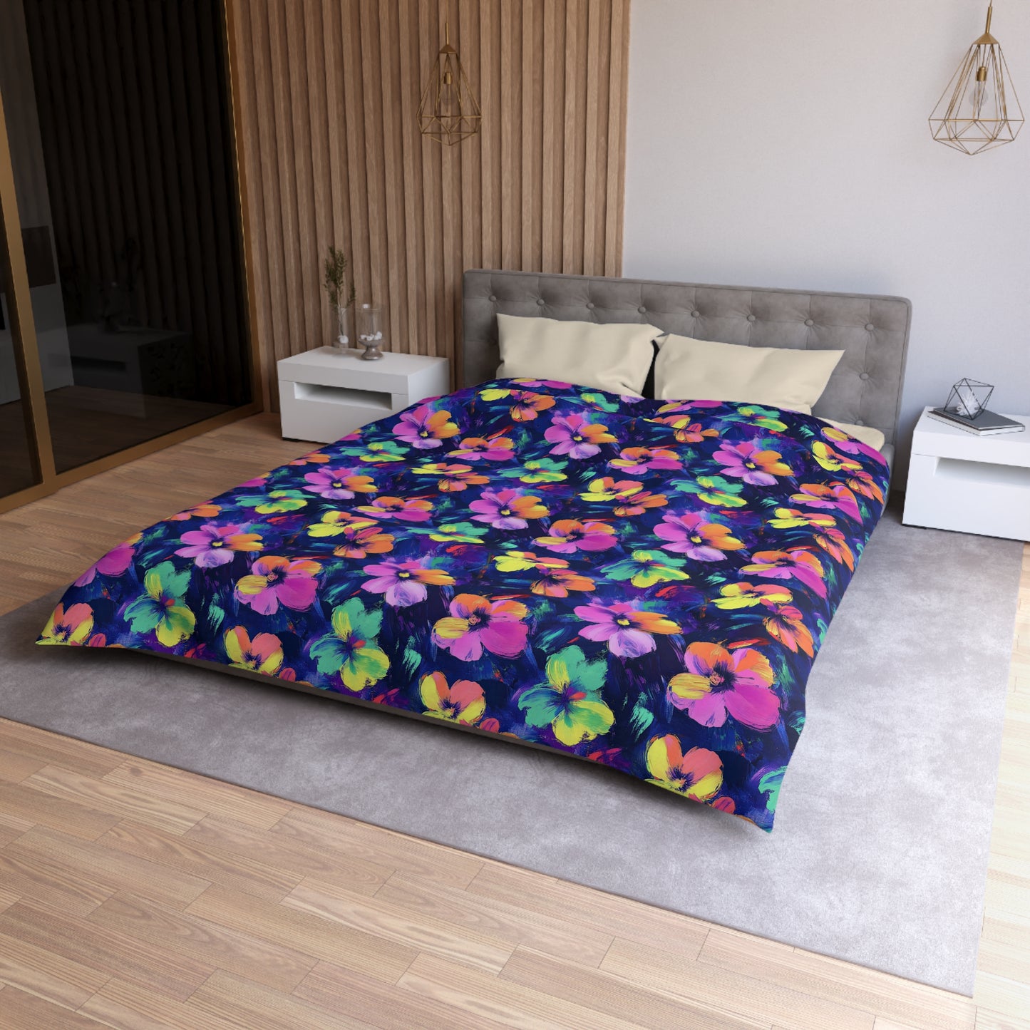 Watercolor Flowers Microfiber Duvet Cover