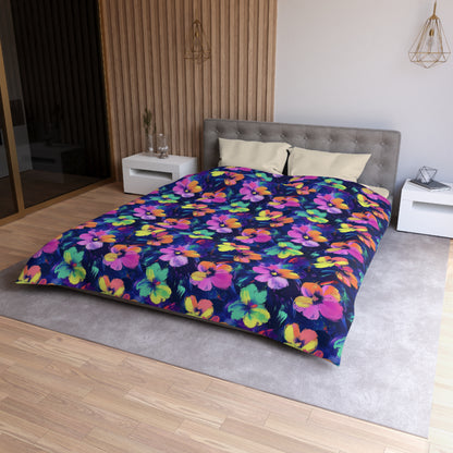 Watercolor Flowers Microfiber Duvet Cover