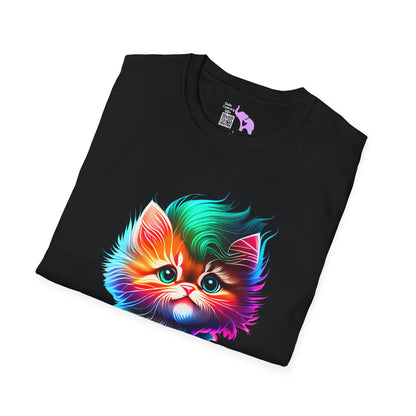 Cute Colorful Kitten w/Soccer Ball Adult T-shirt