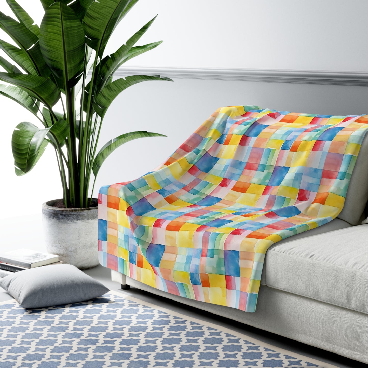 Mosaic Meadows Sherpa Fleece Blanket