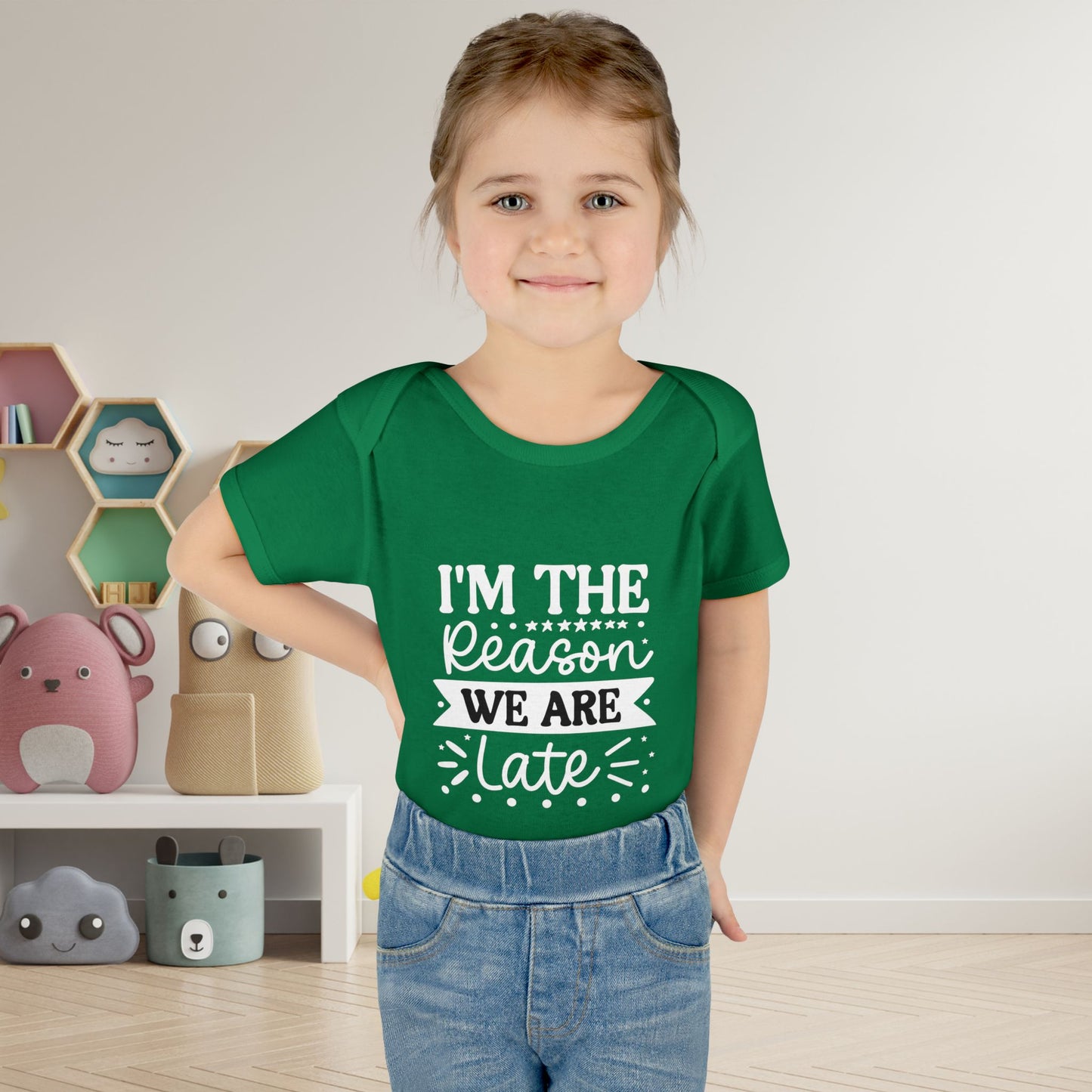 I'm The Reason We Are Late Infant Baby Rib Bodysuit