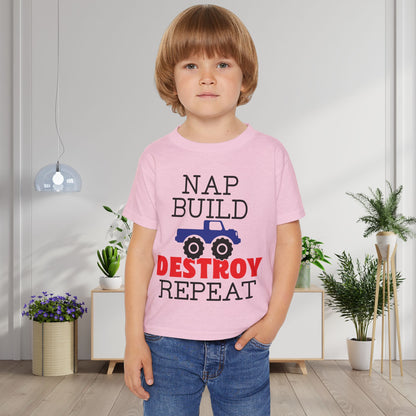 Nap Build Destroy Repeat Heavy Cotton™ Toddler T-shirt