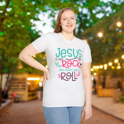 Jesus Is My Rock & That's How I Roll Adult T-shirt