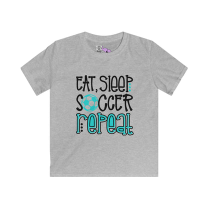 Eat, Sleep, Soccer Repeat Youth Softstyle Tee