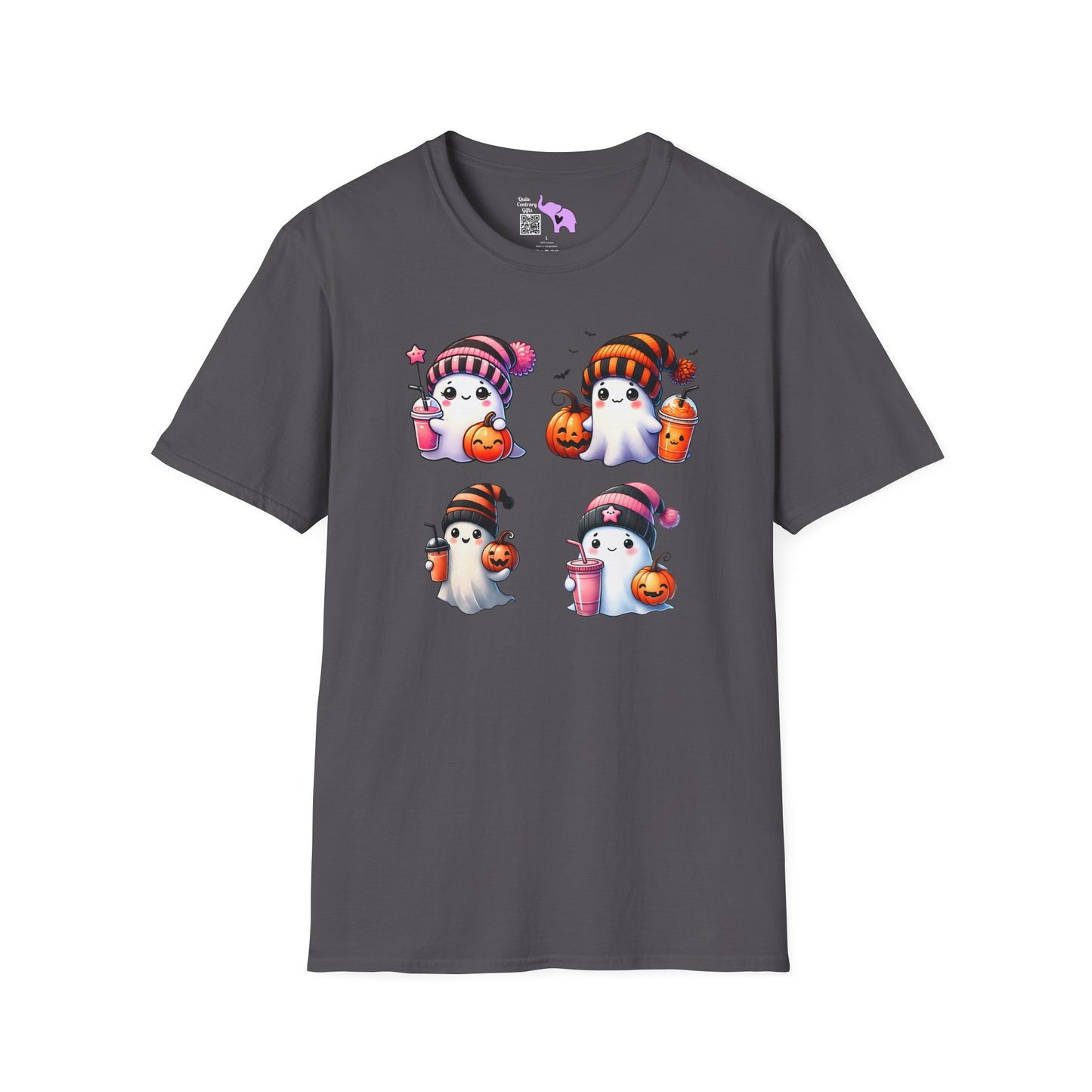 Cute Ghosts w/Pumpkins Adult T-shirt