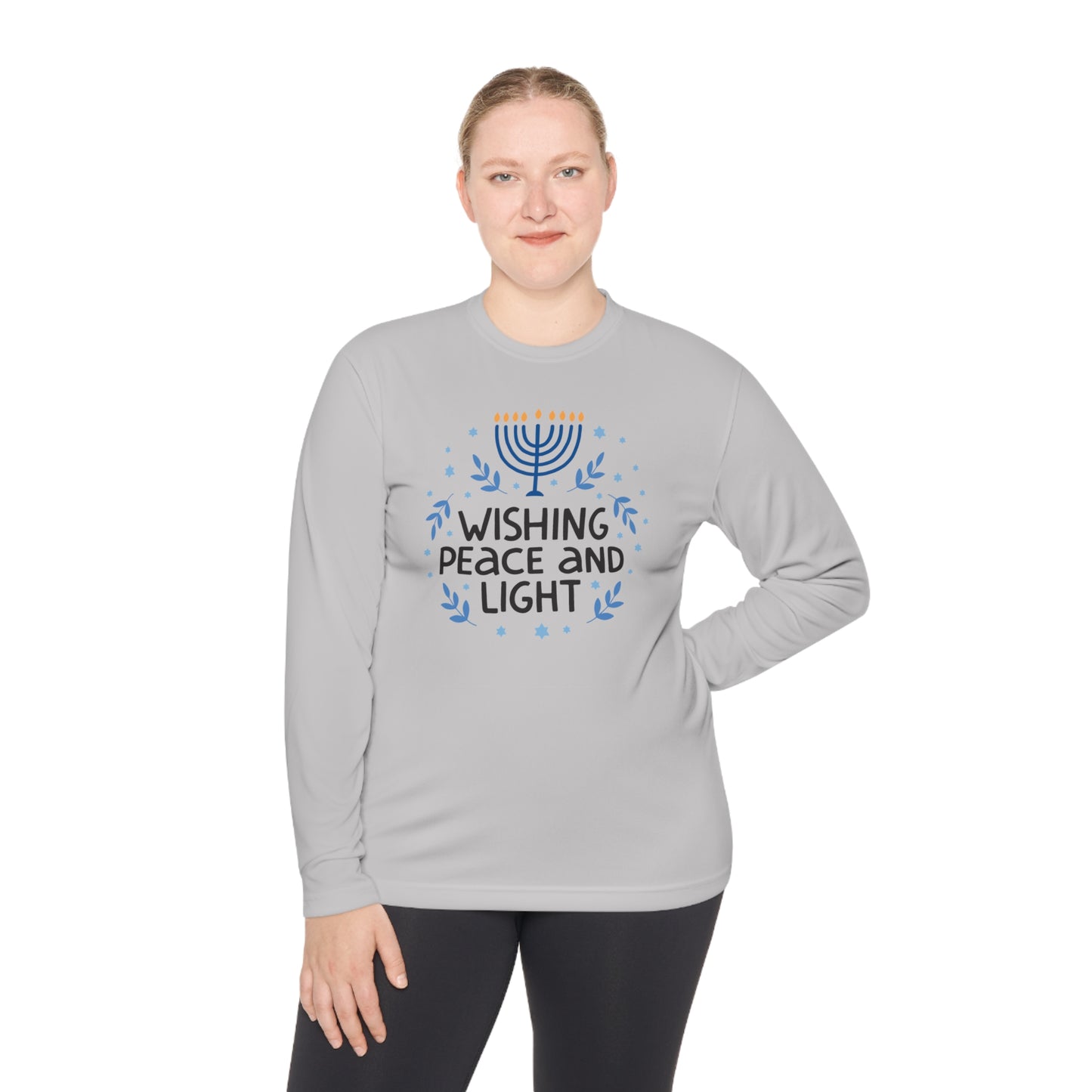 Hanukkah Wishing Peace & Light Adult Long Sleeve Tee