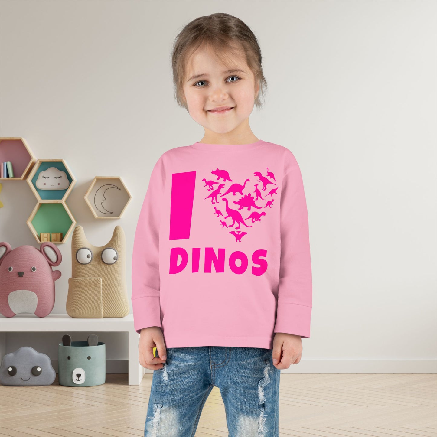 I Love Dinos (Dino Heart) Long Sleeve Tee