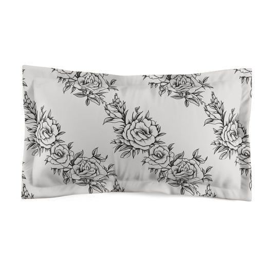 Midnight Rose Sketch Microfiber Pillow Sham